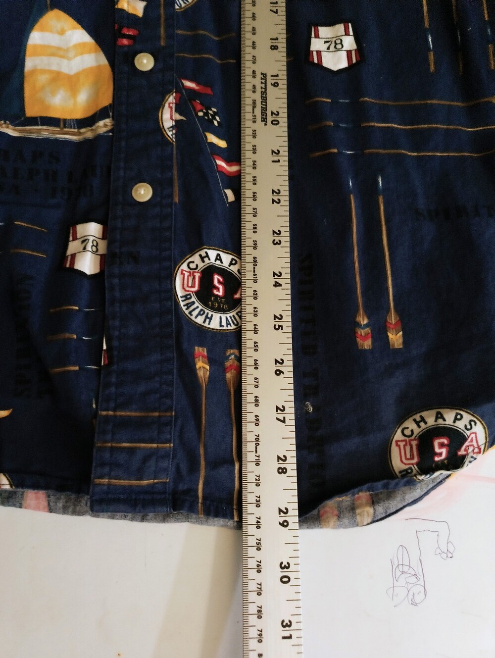90s Chaps Ralph Lauren Nautical Print Button Down Shirt Medium - Picture 4 of 7